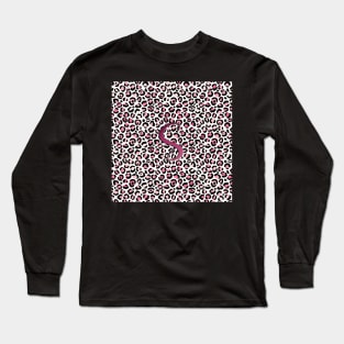 Letter S Monogram & Pink Leopard Print Long Sleeve T-Shirt